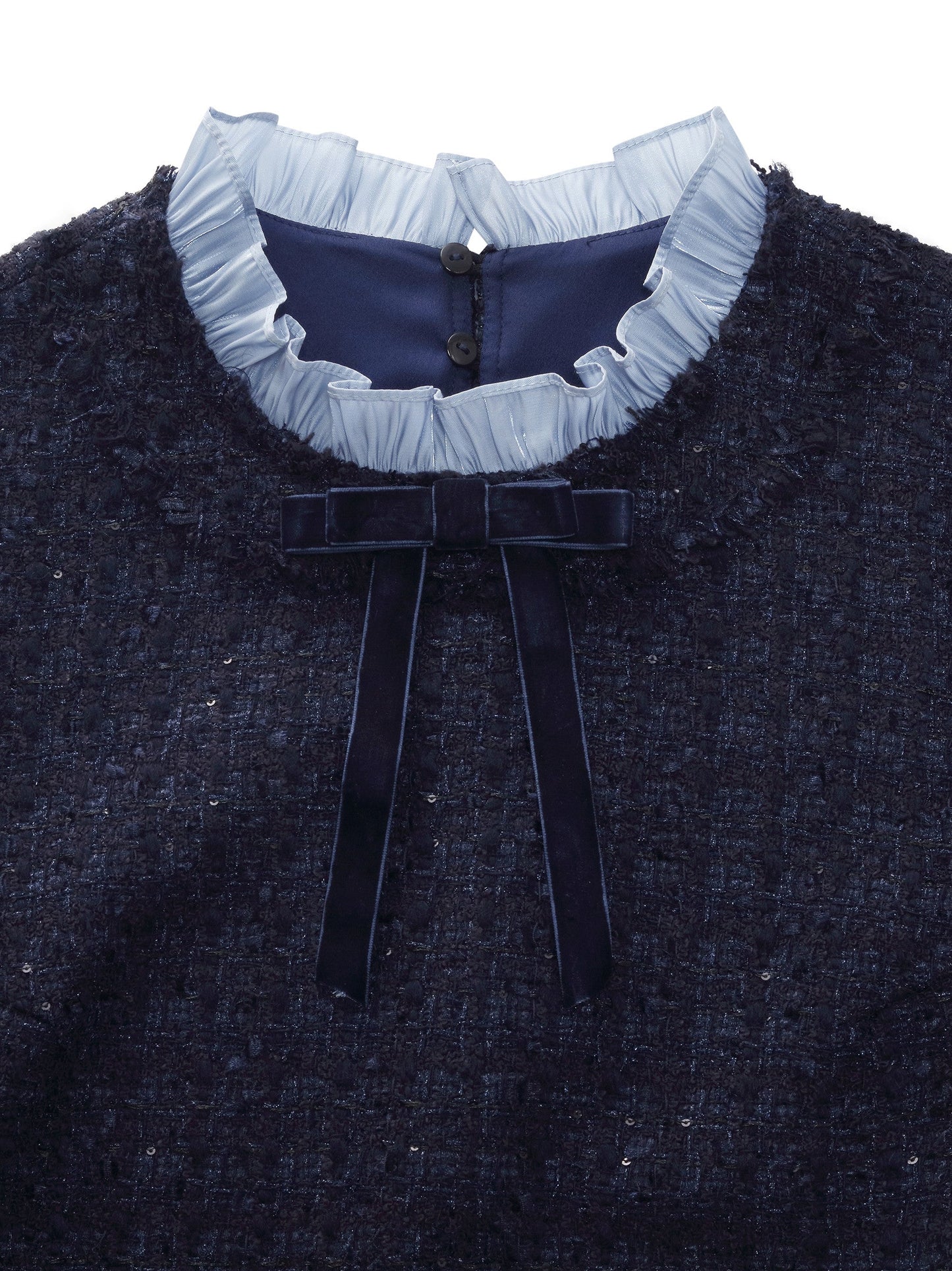 Wool Blend Tweed Sequins Faux-Layered Women Mini Dress