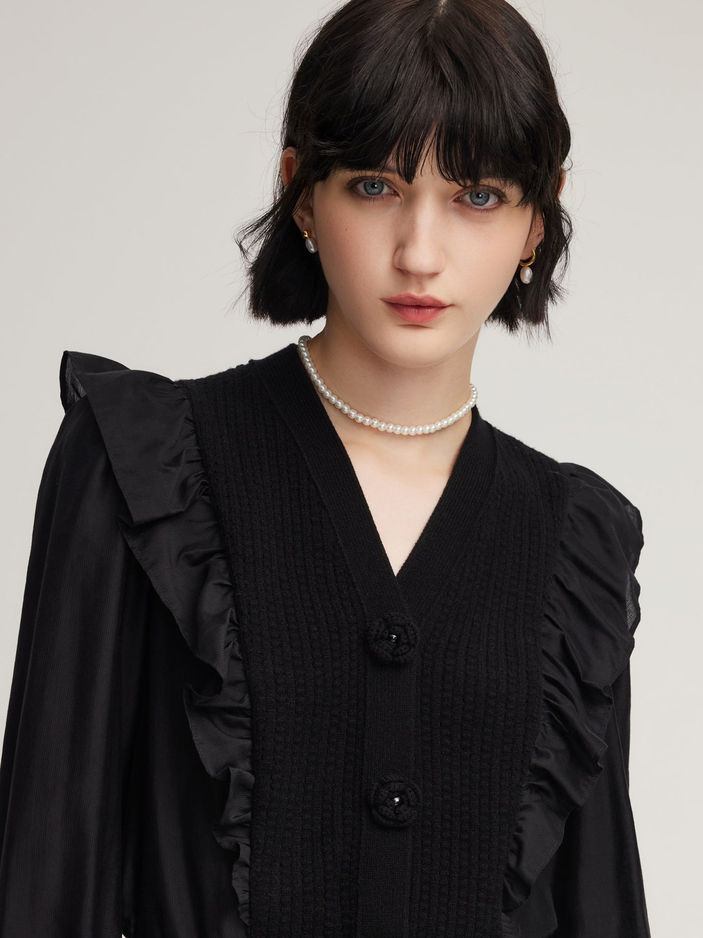 Tencel Wool Blend Long Sleeve Knit Top And Sequins Skirt Two-Piece Set