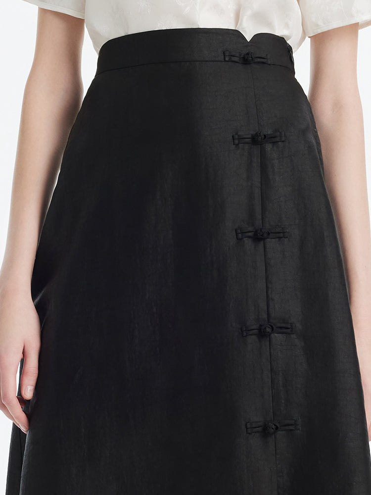 Xiang Yun Silk New-Chinese Style Slit Women Skirt