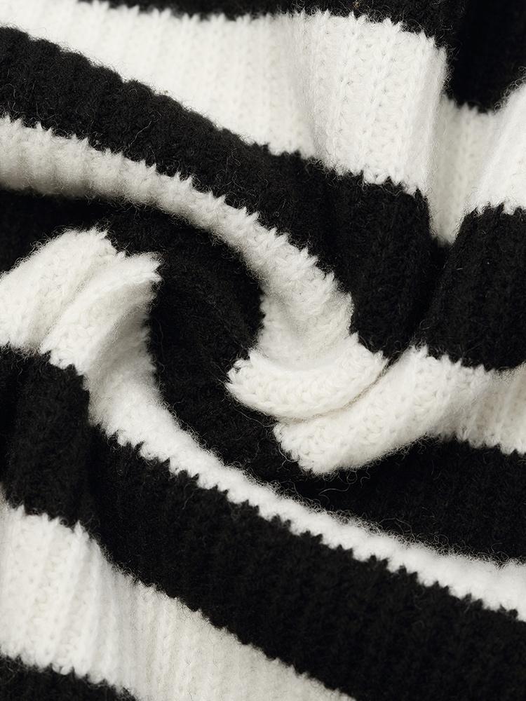 Woolen Knitted Stripe Women Cardigan