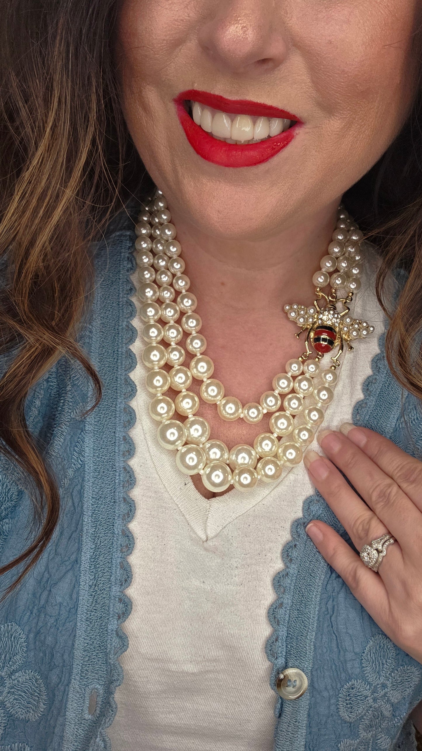Pearl Bee Stacked Necklace by Sandra Ling Designs