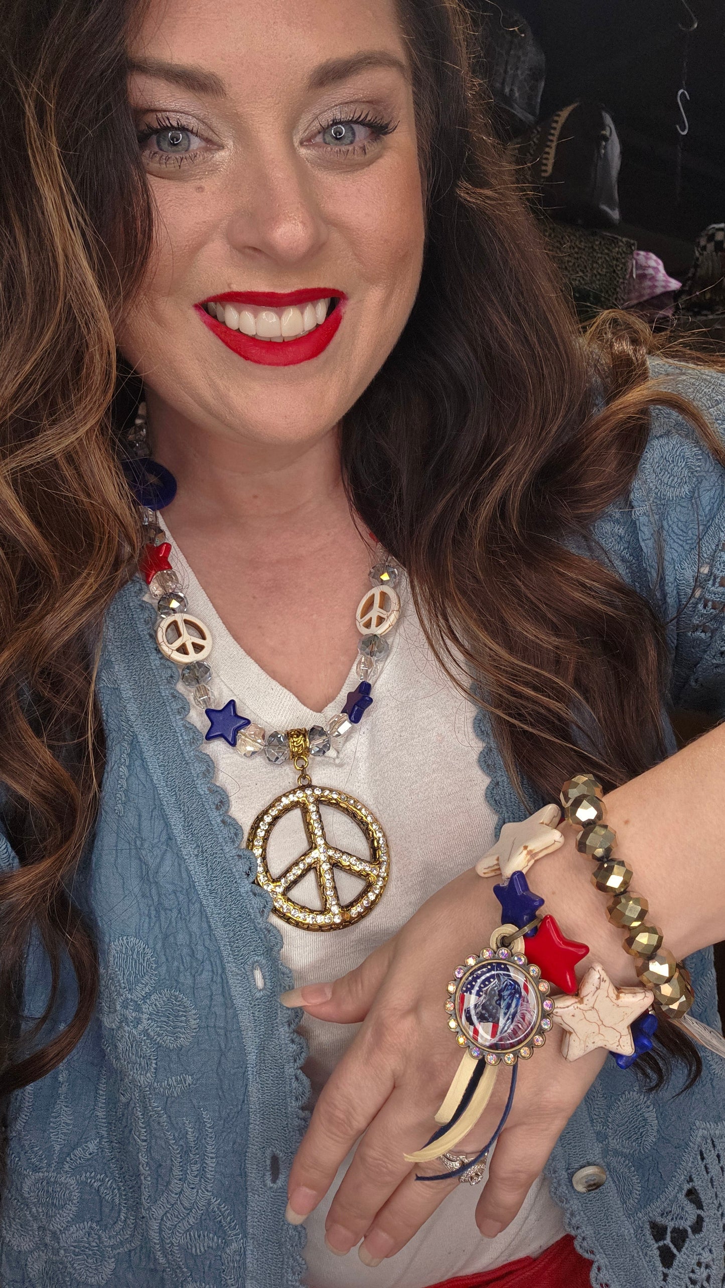 Vintage Patriotic Stars Bracelet Stack by Sandra Ling Designs