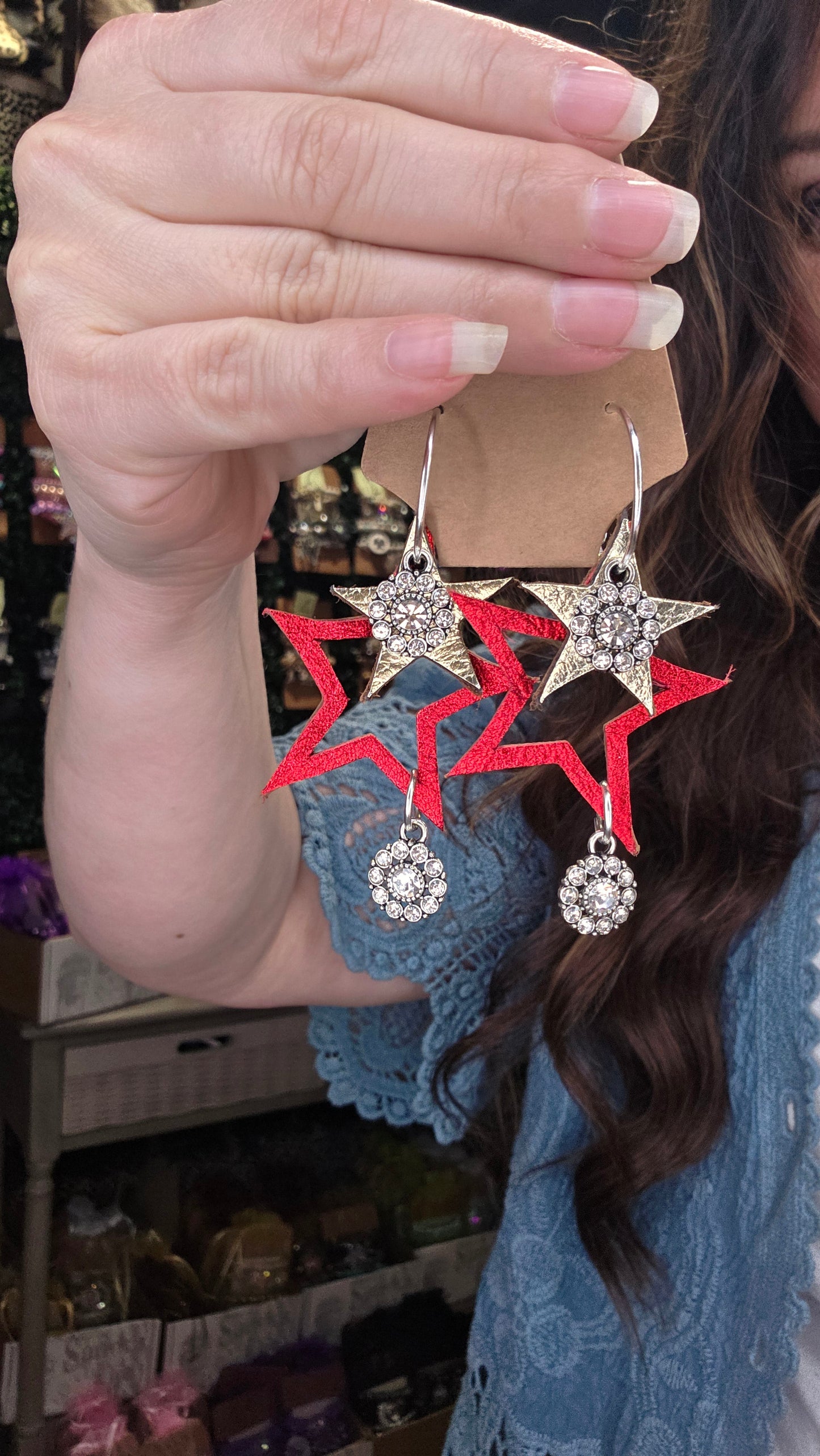 Red Stars Earrings by Sandra Ling Designs