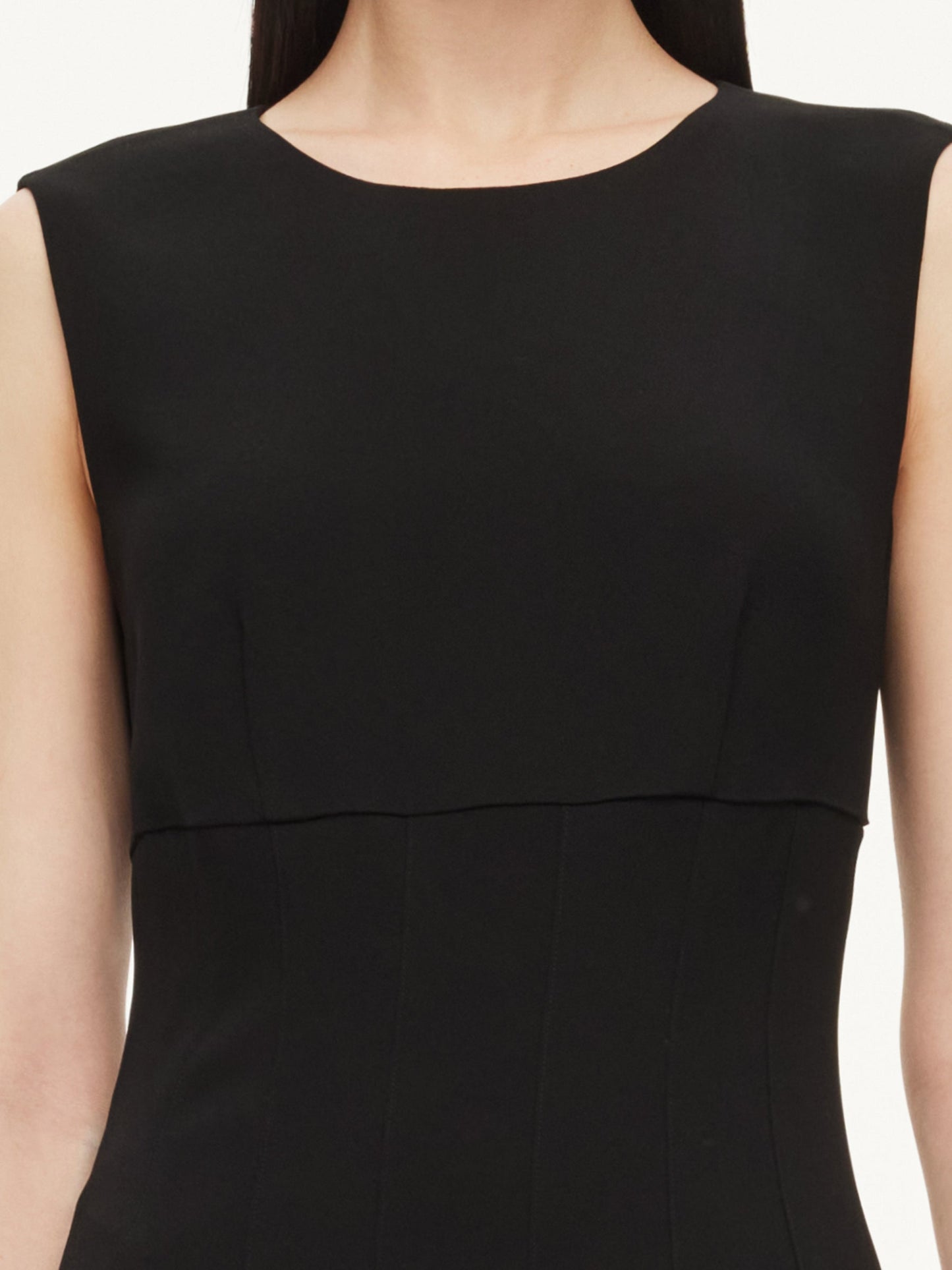 Triacetate Blend Gathered Waist Women Sleeveless Mini Dress