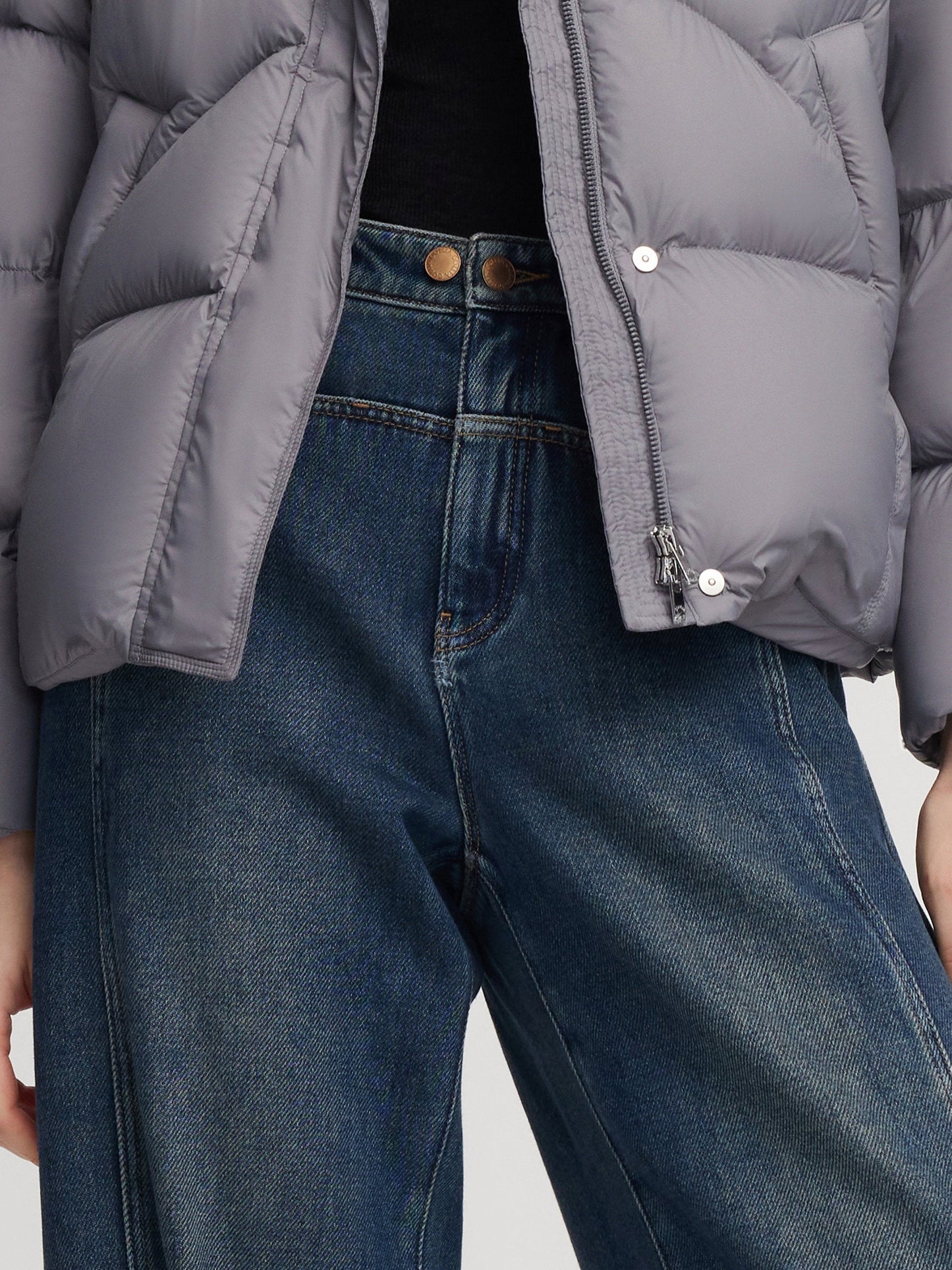 100% Cotton Brushed Denim Straight Wide Leg Women Jeans