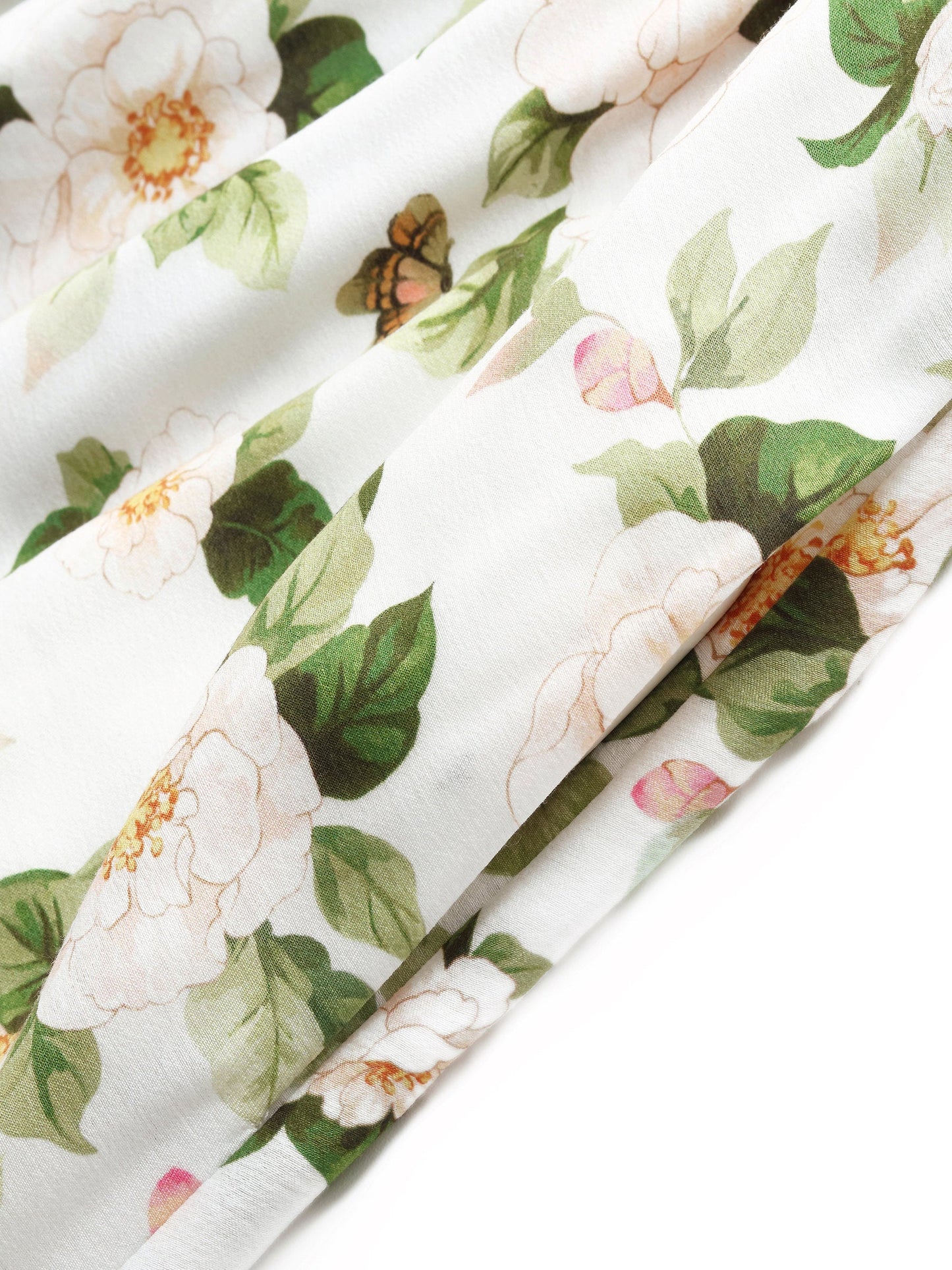 Acetate Blend Floral Print Adjustable Drawstring Neckline Women Maxi Dress