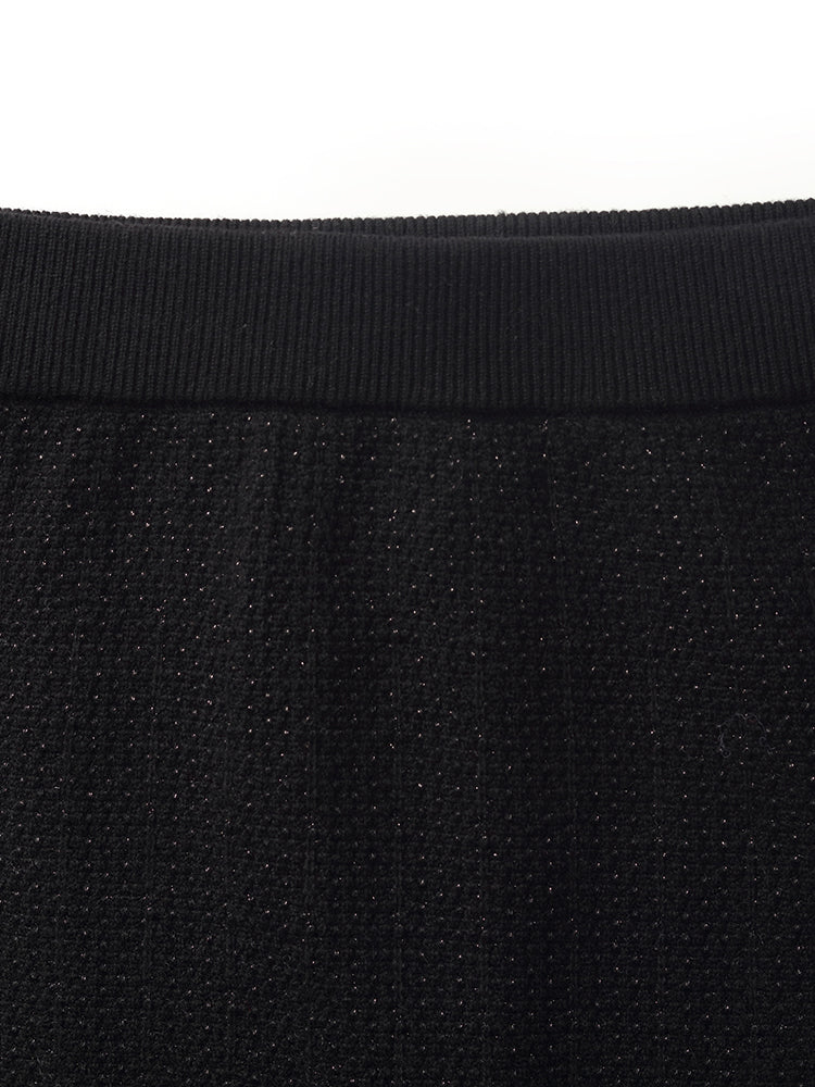 Wool Blend Long Sleeve Knit Top And A-Line Skirt Two-Piece Set