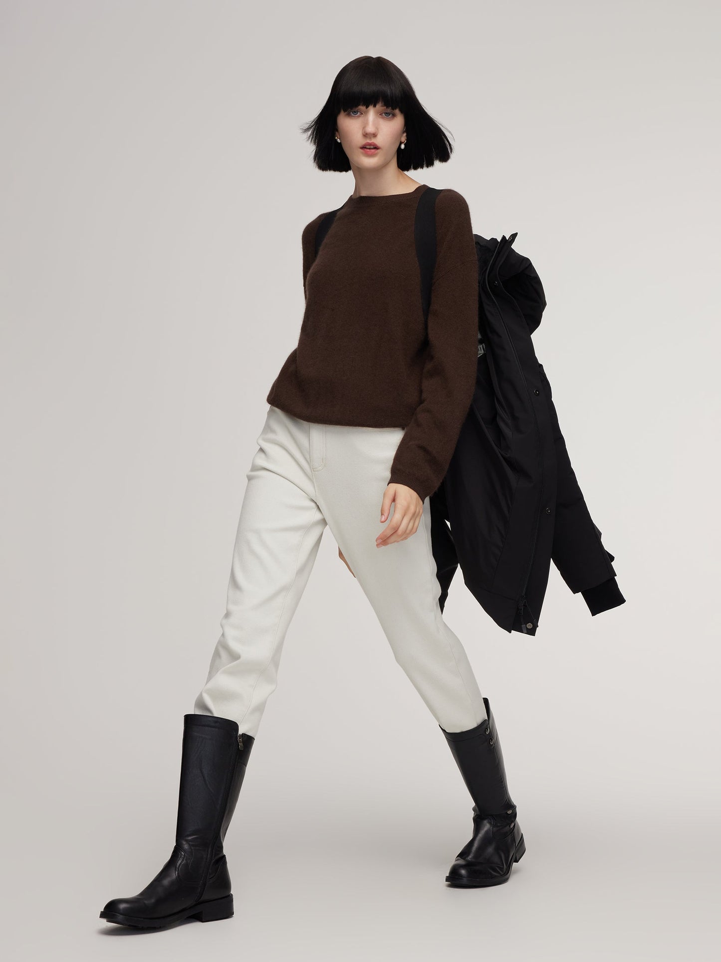 Thermal Tech Back Hooded Goose Down Coat