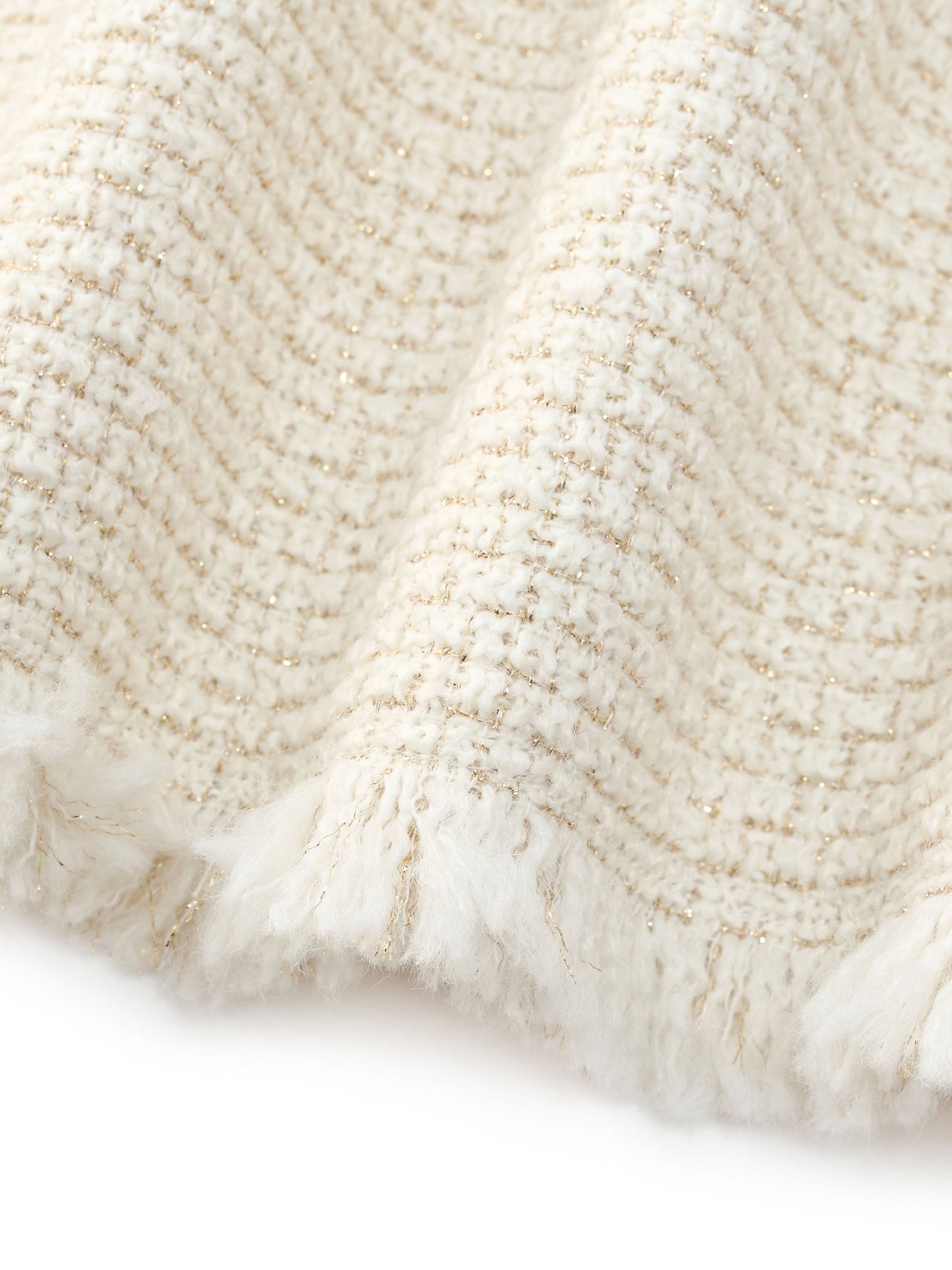 Wool Blend Tweed Fringe Hem Women Mini Skirt