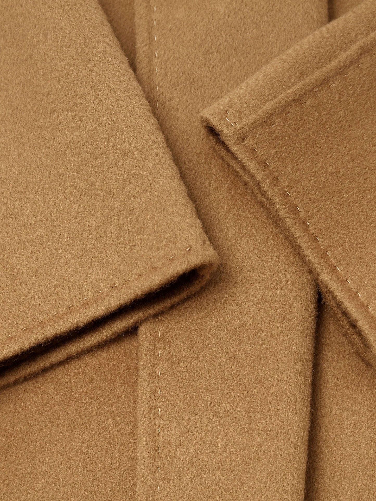 Camel Pure Cashmere Lapel Women Coat