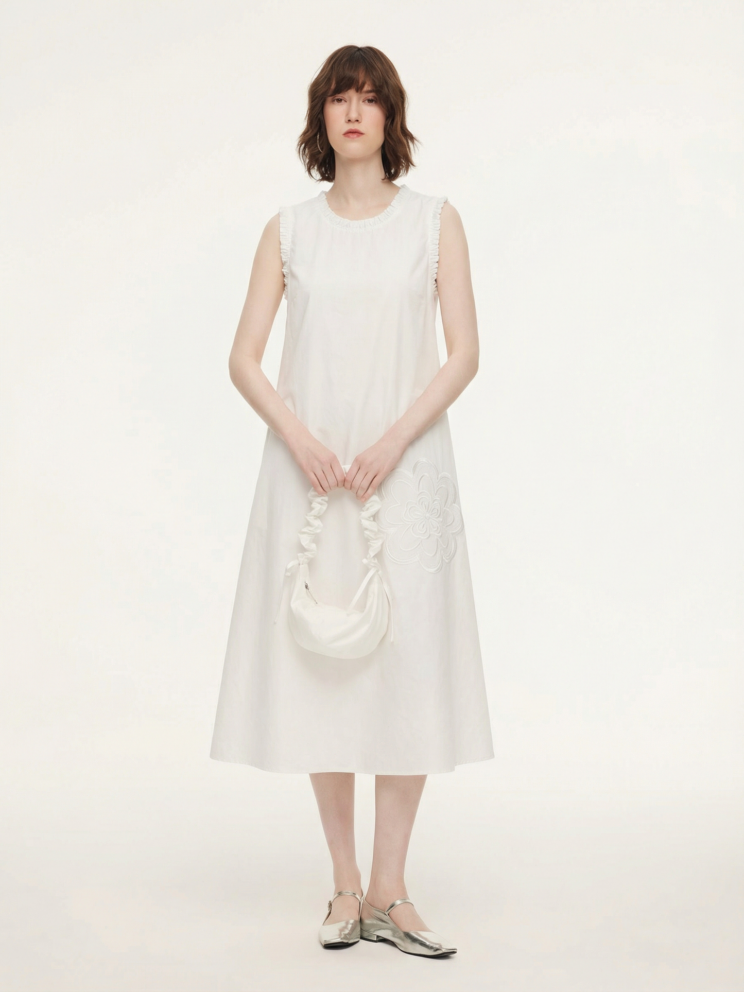 100% Cotton Rope Embroidered Women Sleeveless Maxi Dress
