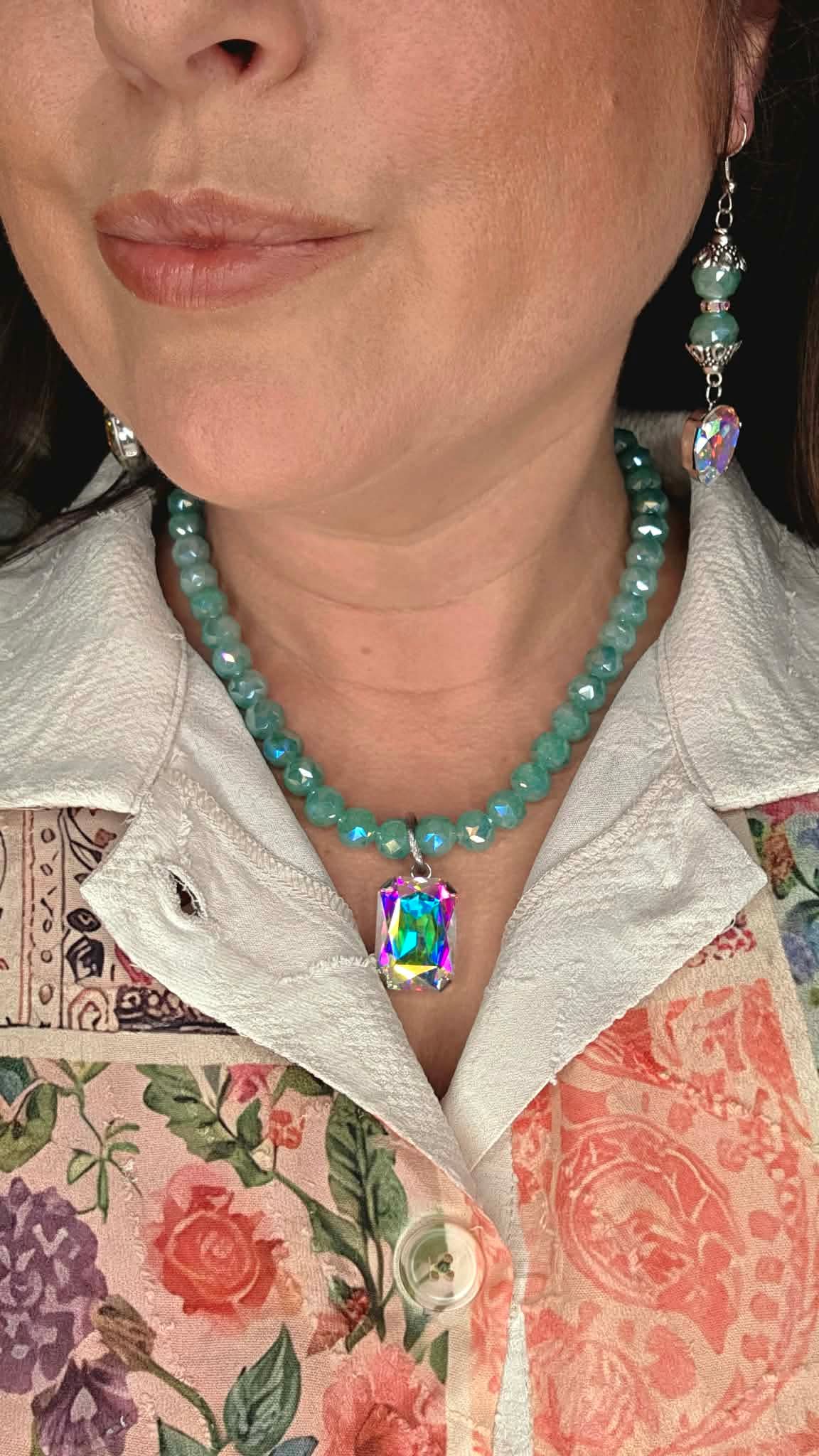 Candy Luxe Colorful Beaded Crystal Drop Statement Necklace by Sandra Ling Designs