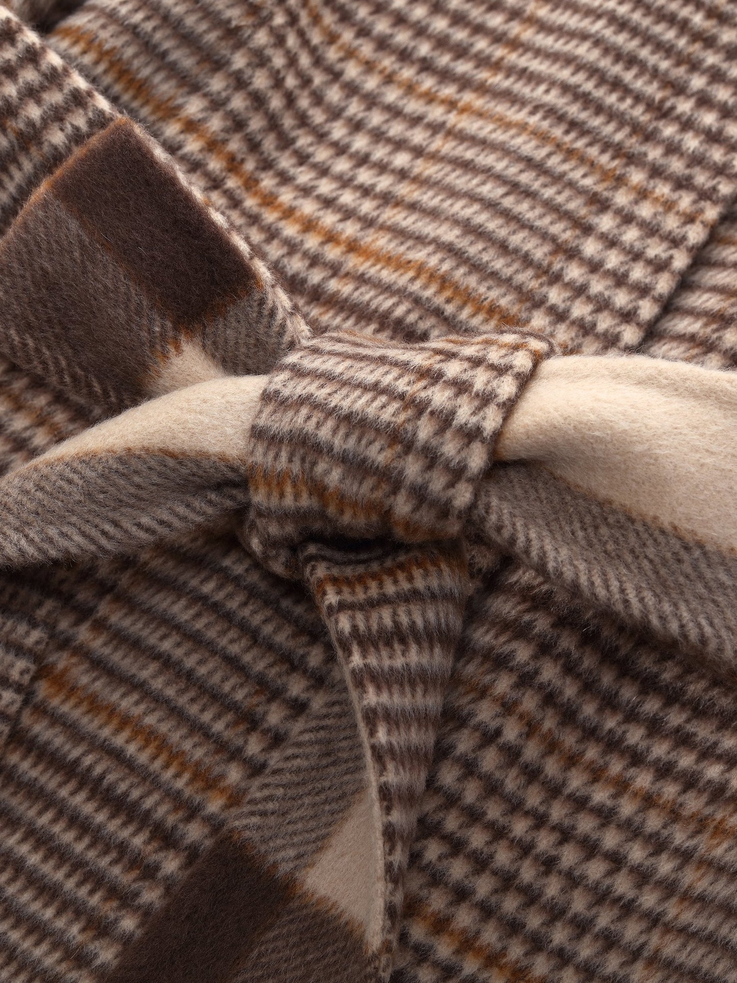 Cashmere Wool Blend Plaid Double-Faced Women Wrap Overcoat
