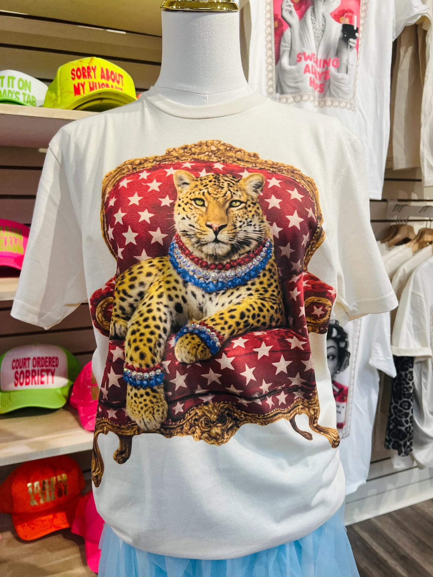 Cheetah Heiress Graphic Tee with Crystal Accents