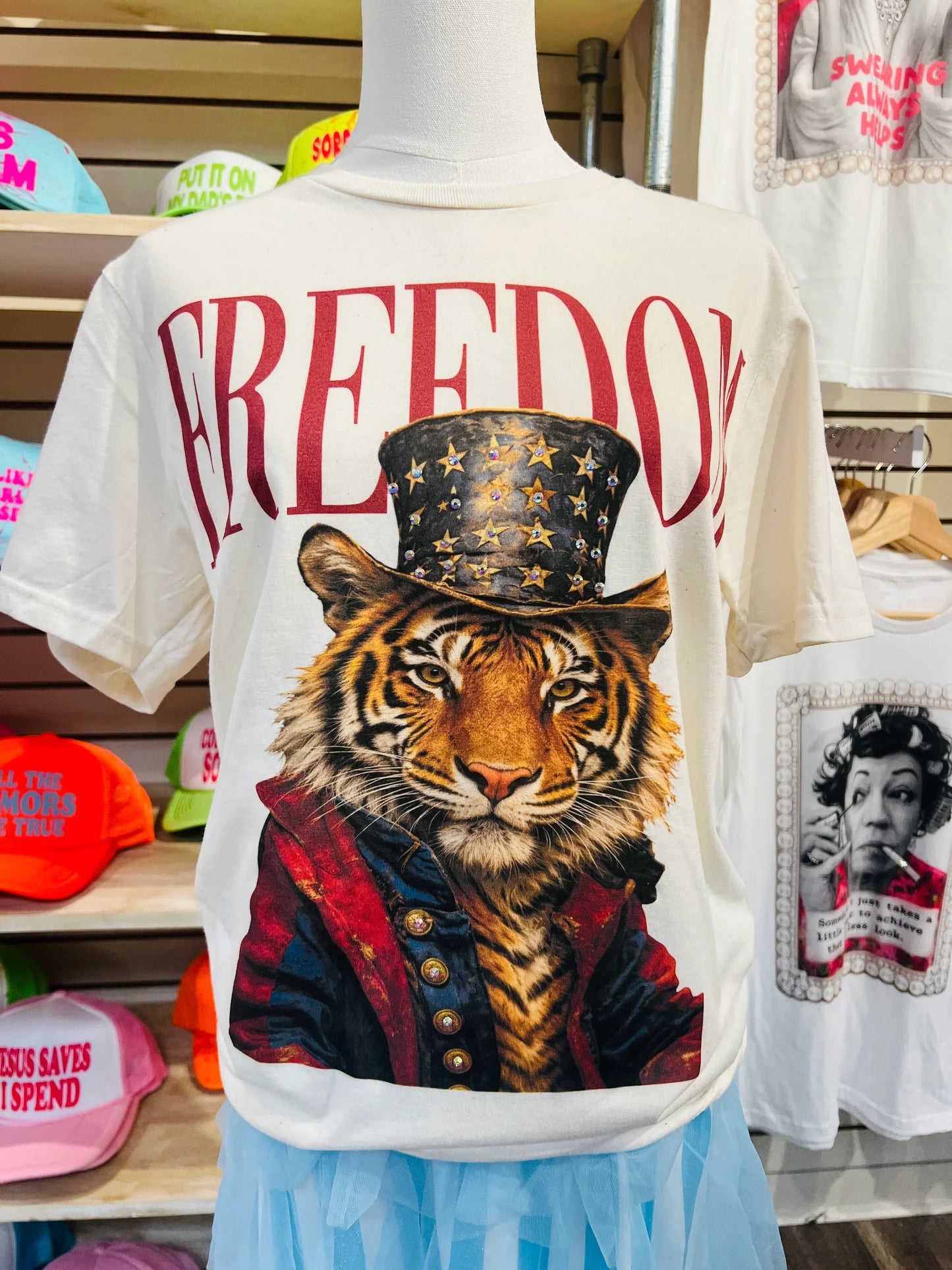 Freedom Roars Graphic Tee with Crystals