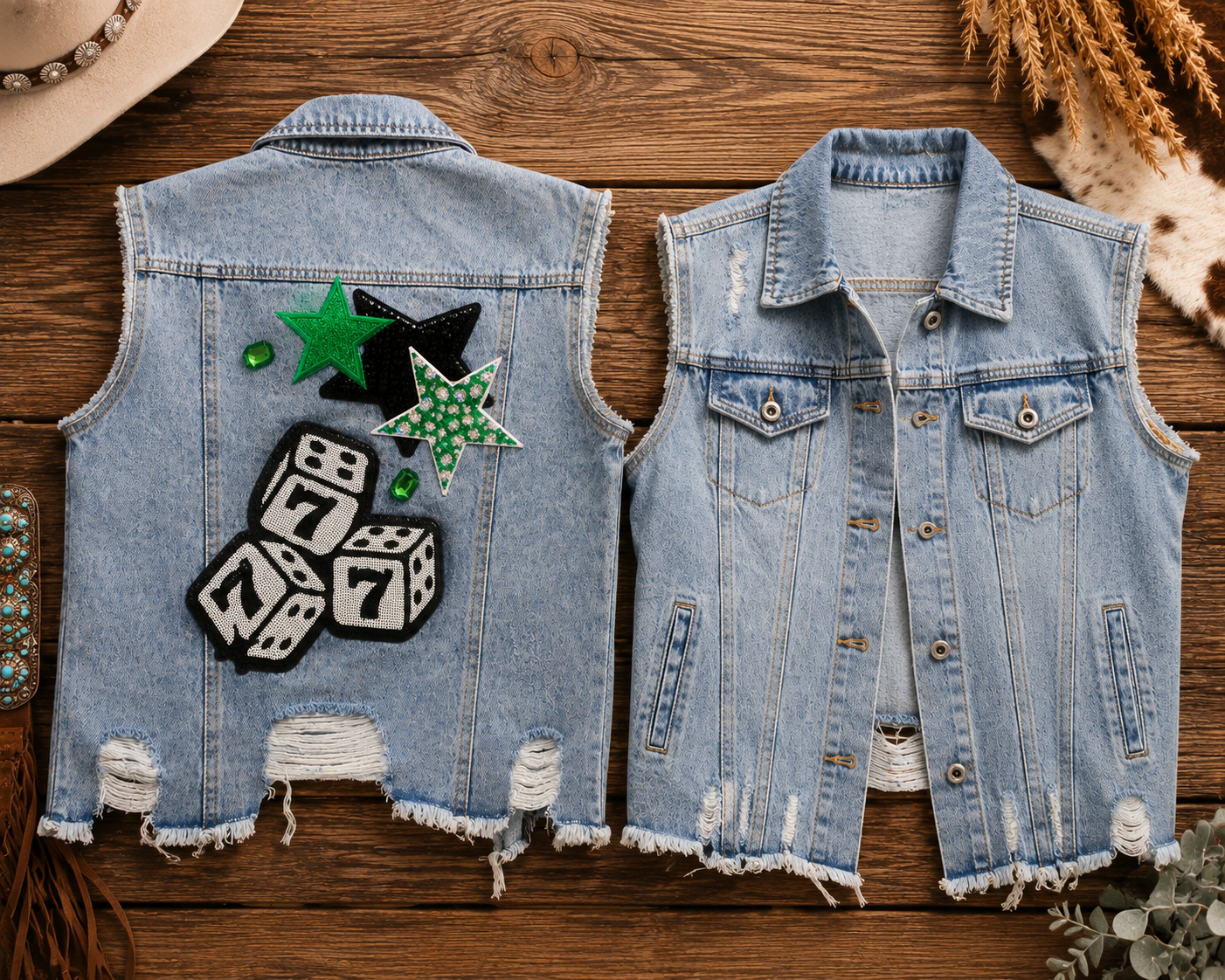 High Roller Distressed Denim Vest