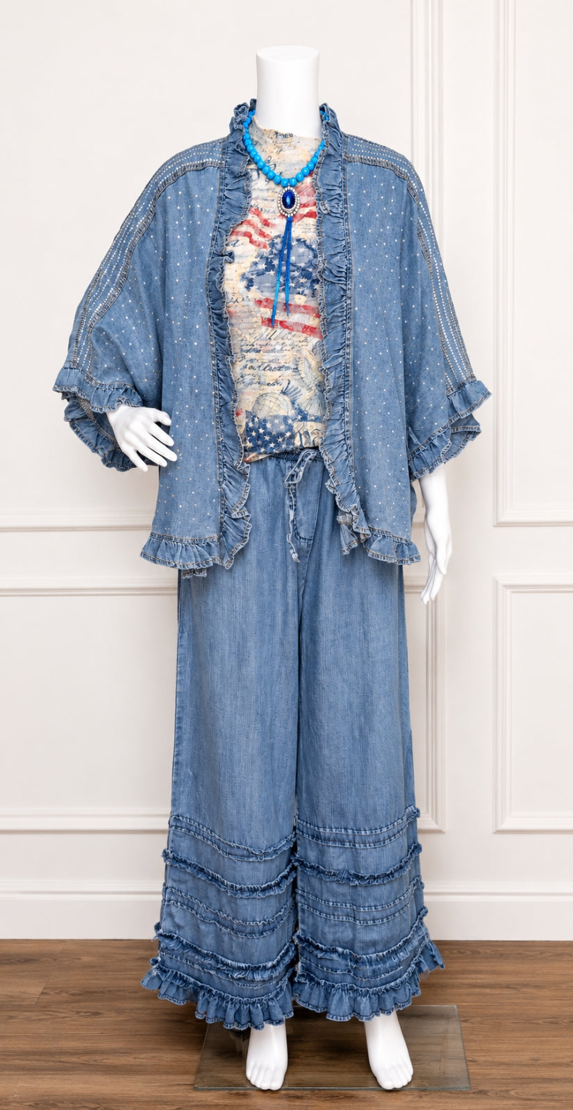 Origami - Ruffle Detail Chambray Pants