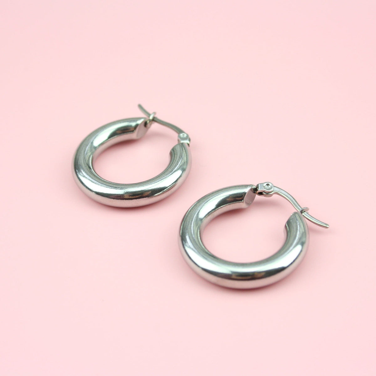 26mm Chunky Stainless Steel Hoop Earrings