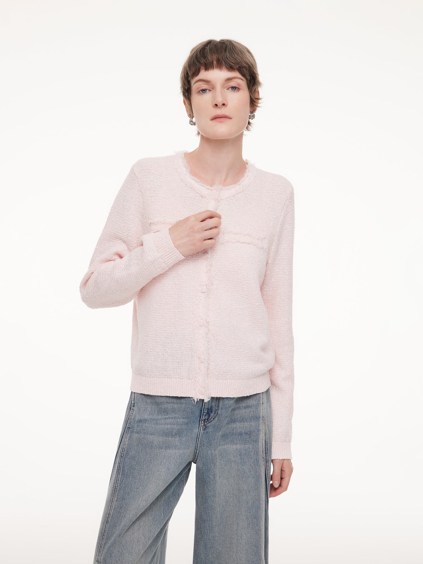 Frayed Edge Women Knit Cardigan