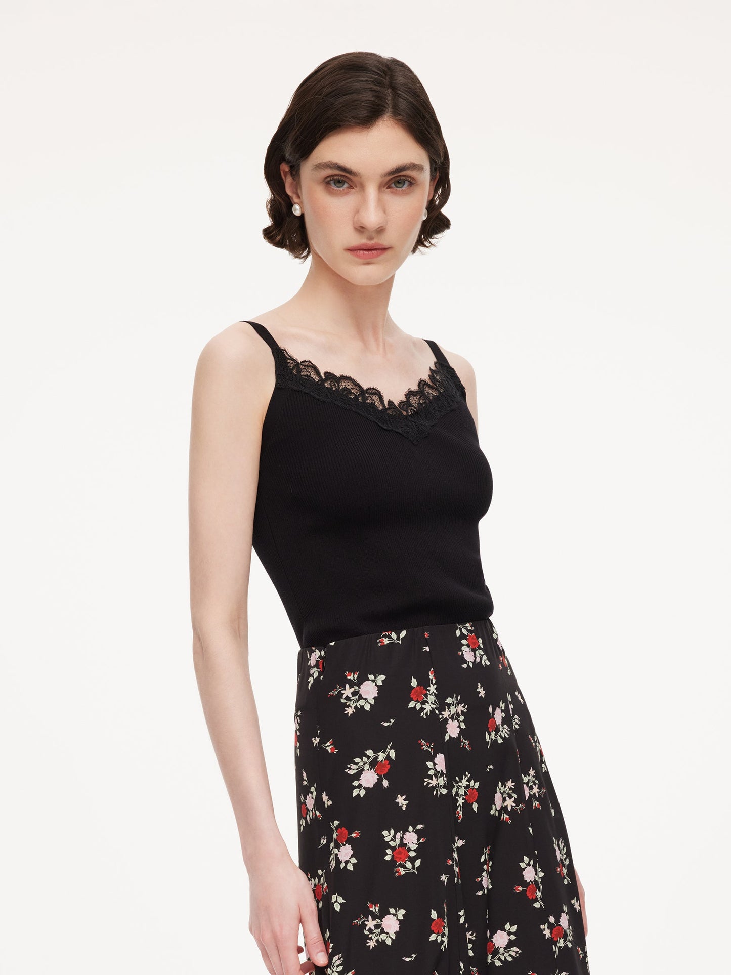 Triacetate Lyocell Blend Lace Trim Women Camisole