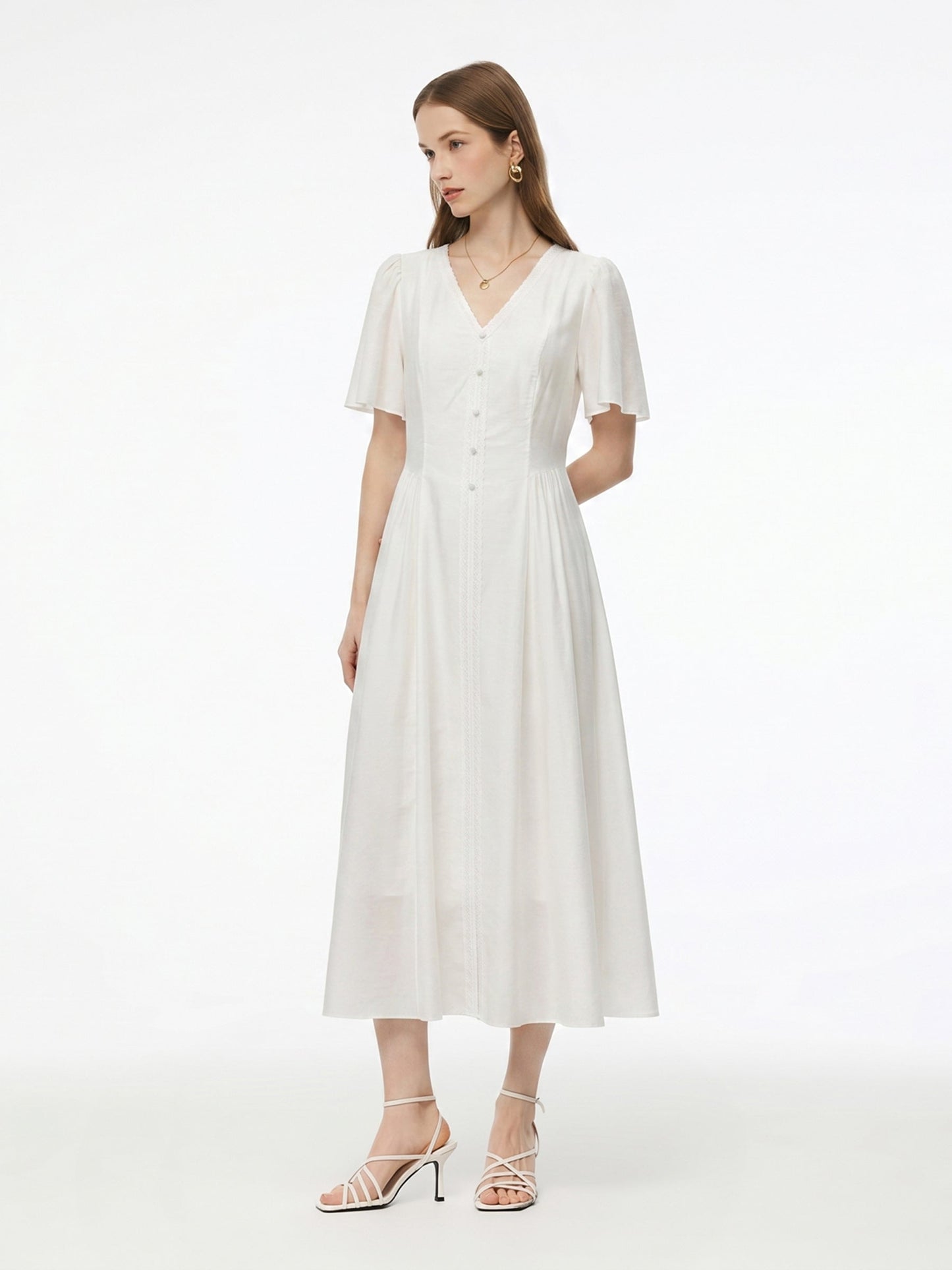 Tencel Blend V-Neck Women Maxi Dress
