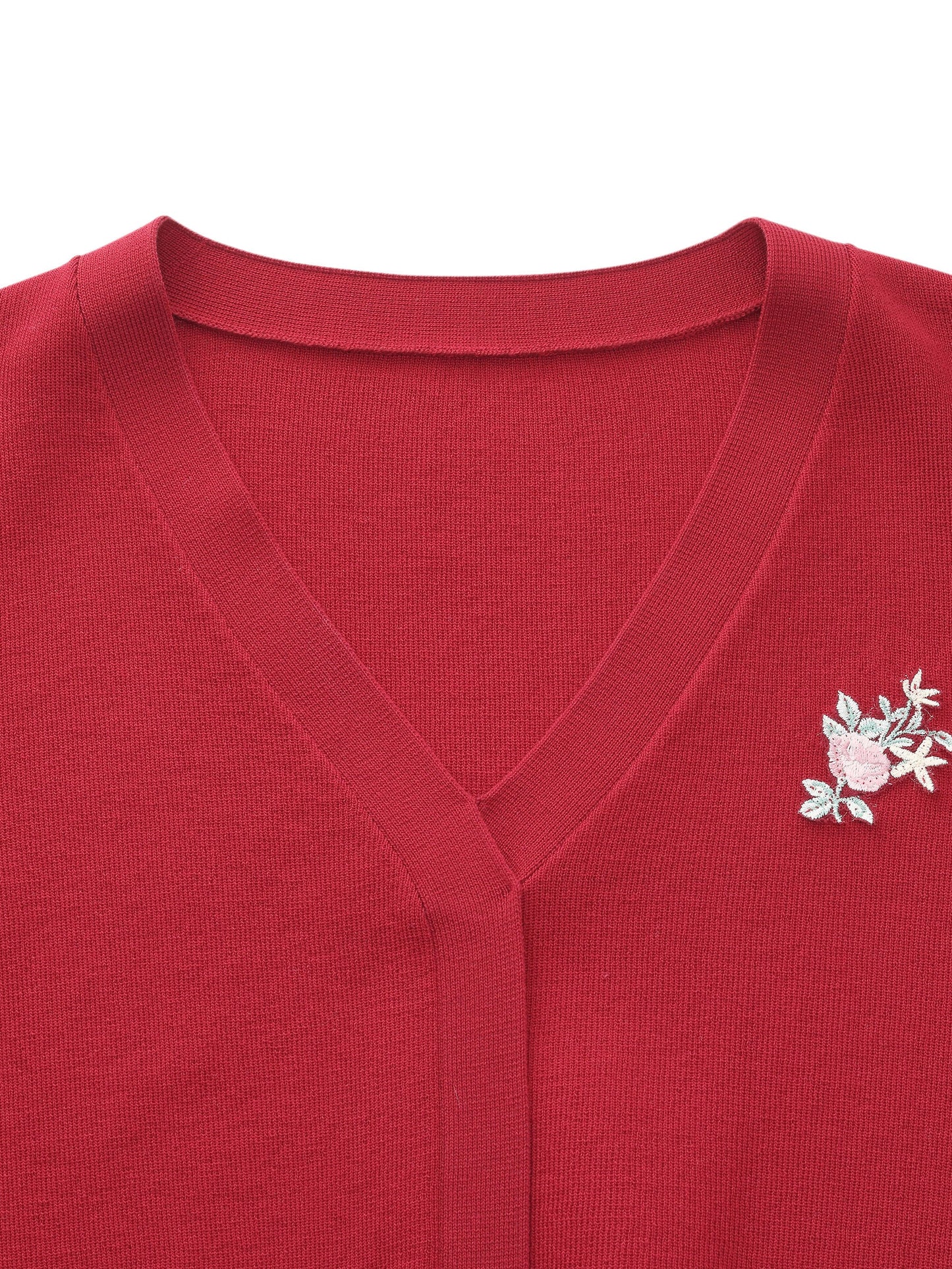 Tencel Blend Floral Embroidered Women Knit Top