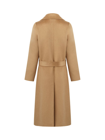 Camel Pure Cashmere Lapel Women Coat