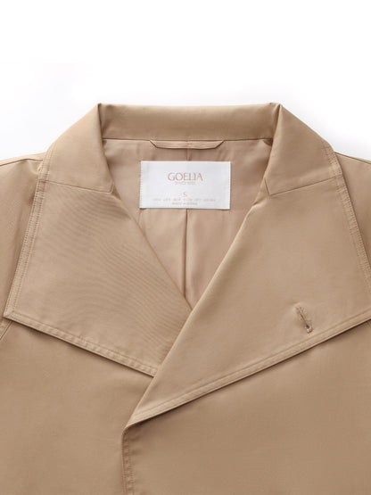 Cotton Color Block Cuffs Unisex Trench Coat