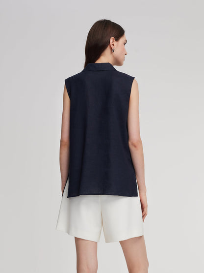 100% Linen Sleeveless Women Shirt