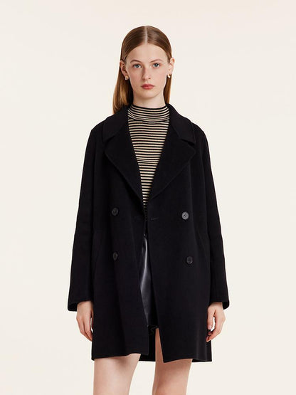 Wool And Cashmere Double-Faced Notched Lapel Women Coat