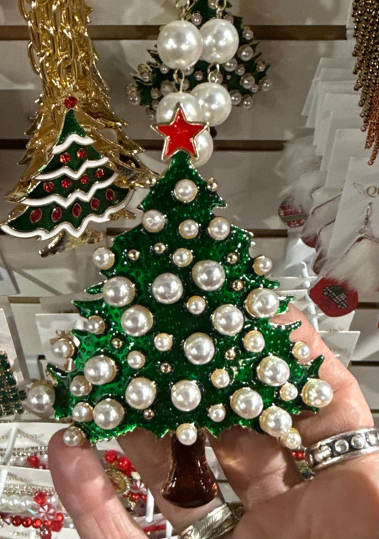 Jeweled Large Christmas Tree Necklace