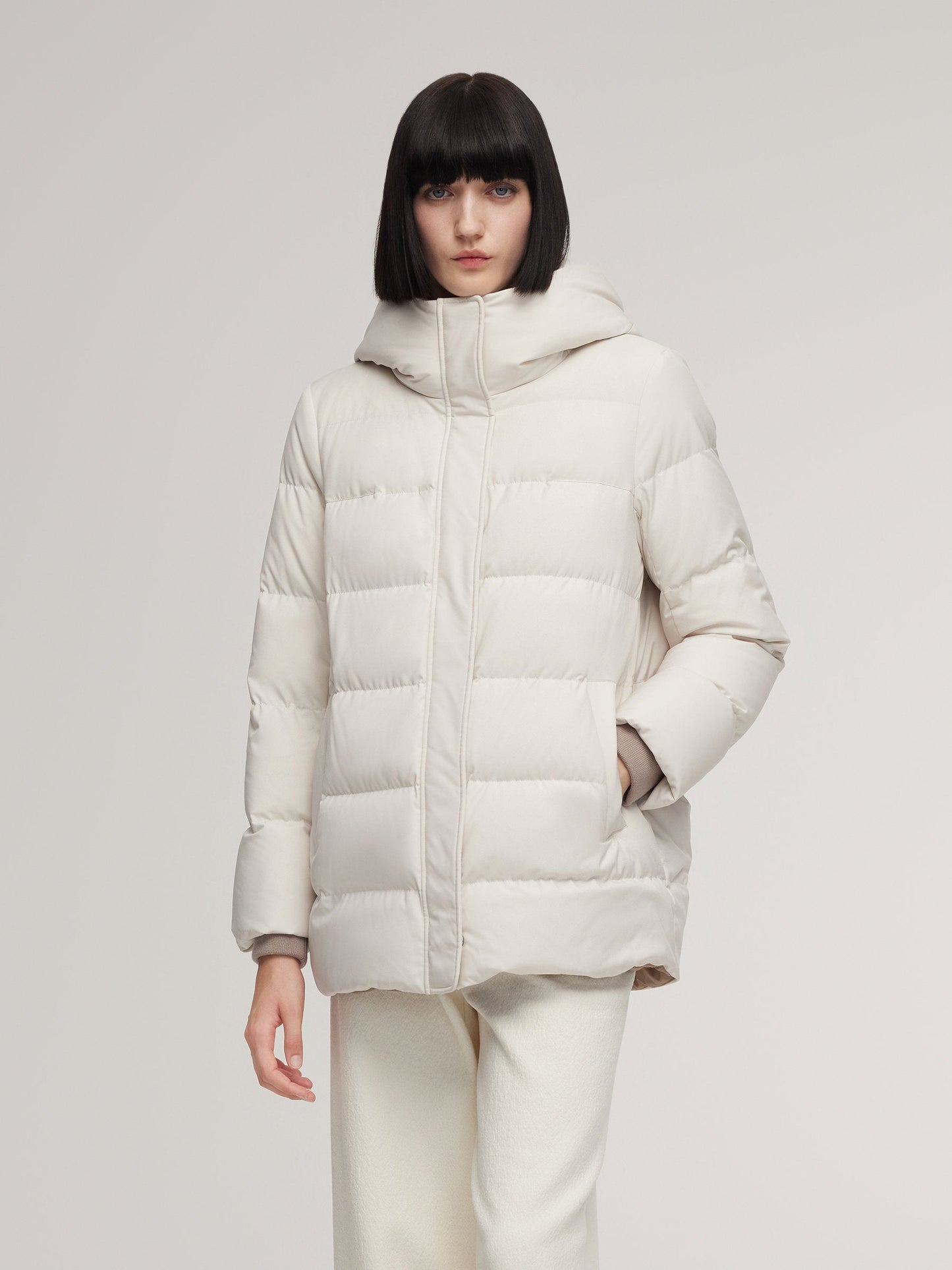 H-Line Windproof Hooded Goose Down Coat