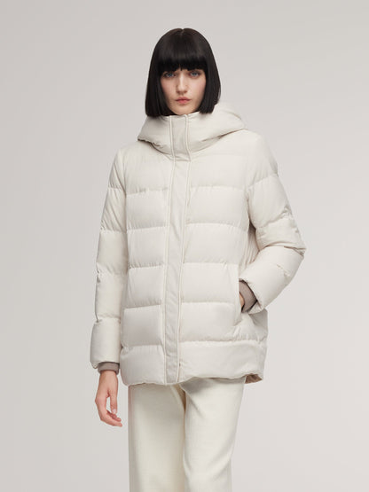 H-Line Windproof Hooded Goose Down Coat