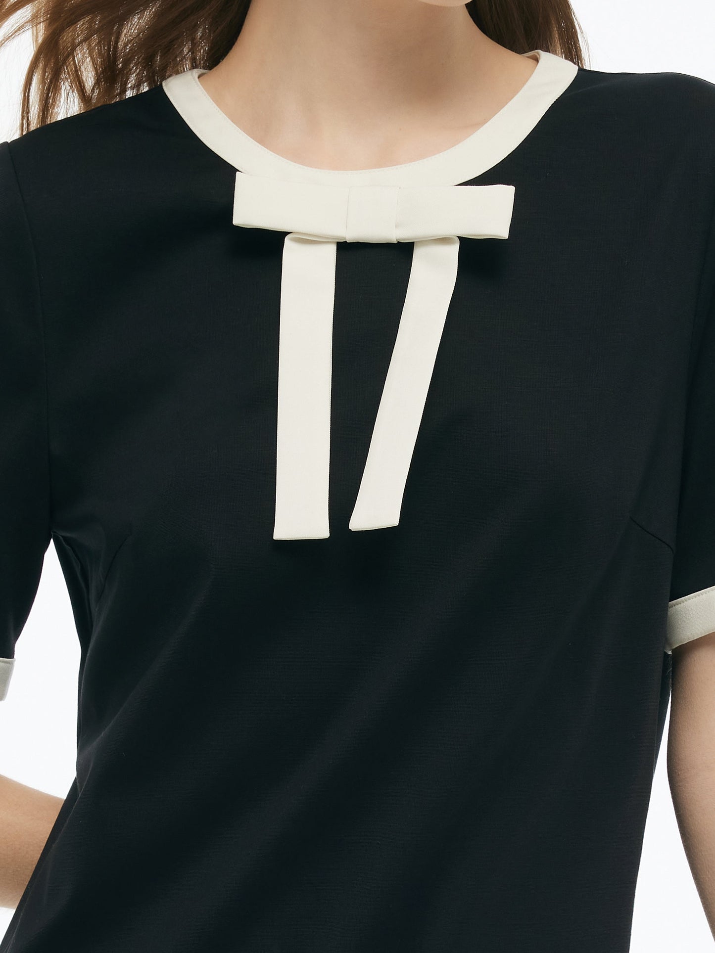 Tencel Blend Contrast Trim Women Knit Mini Dress