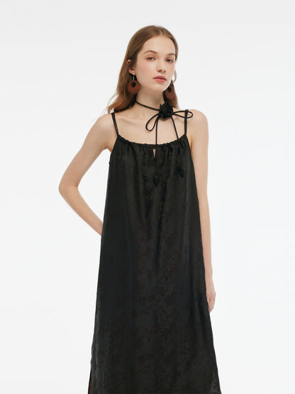 25MM Xiang Yun Silk Jacquard Adjustable Straps Women Maxi Dress