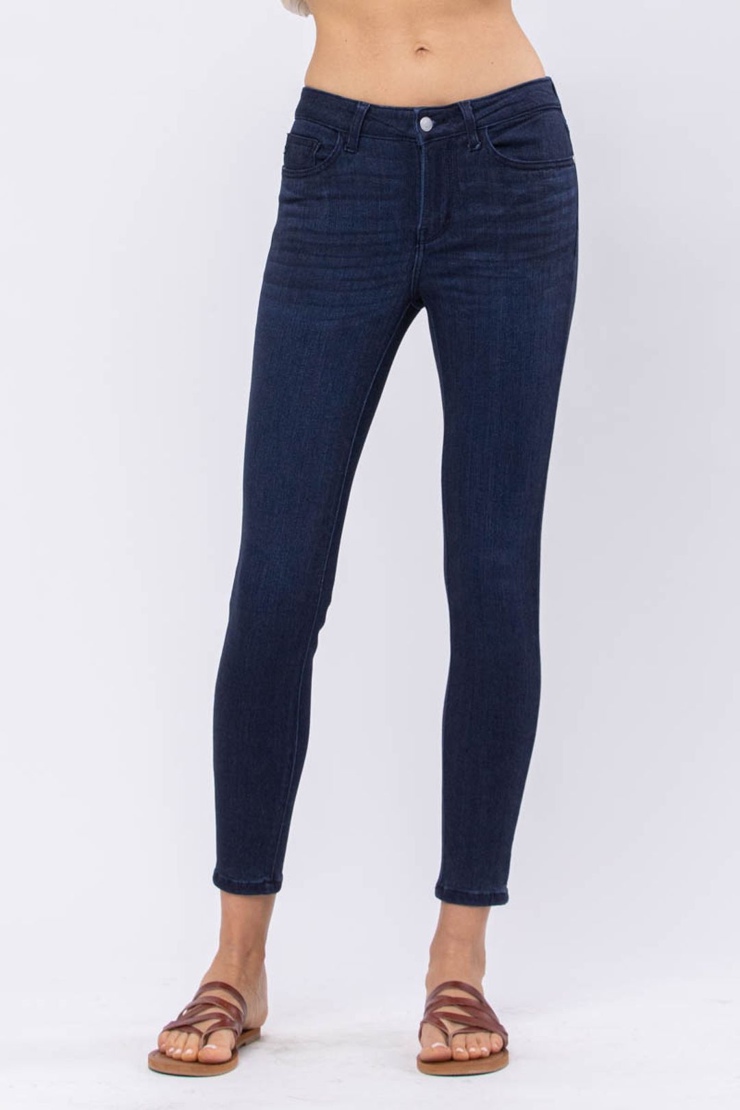 Judy Blue Mid Rise Dark Denim Skinny Jeans