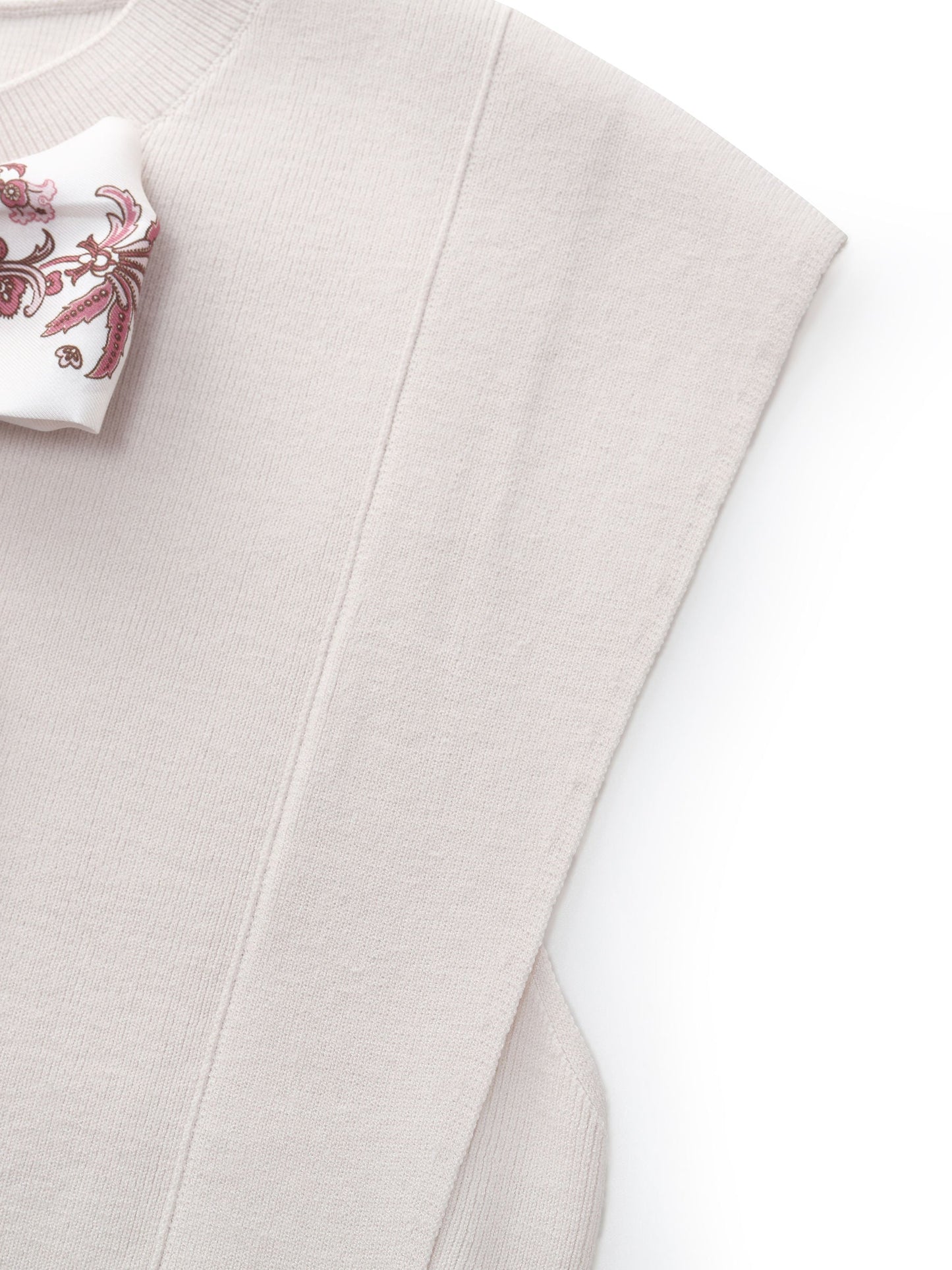 Cap Sleeve Knit Tank Top And 100% Ramie Skirt Two-Piece Set With Silk Scarf