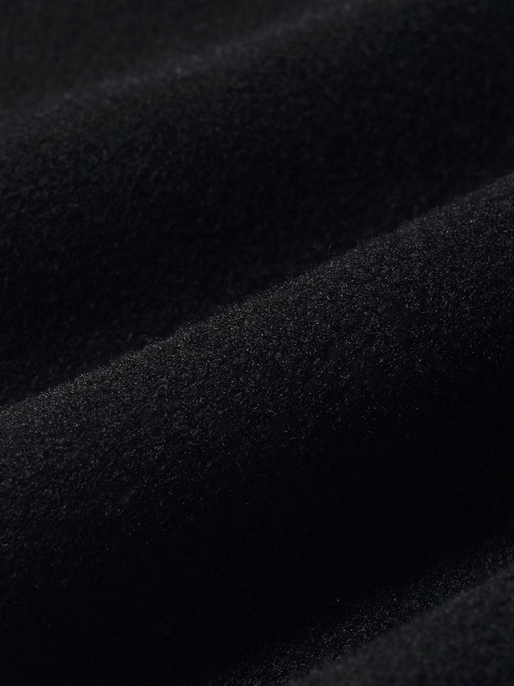 Black Wool And Cashmere Notched Lapel Women Coat
