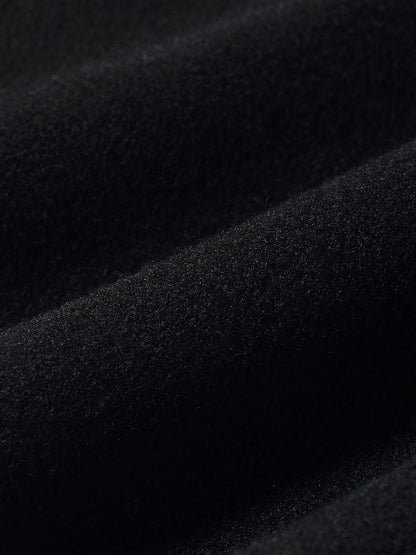 Black Wool And Cashmere Notched Lapel Women Coat