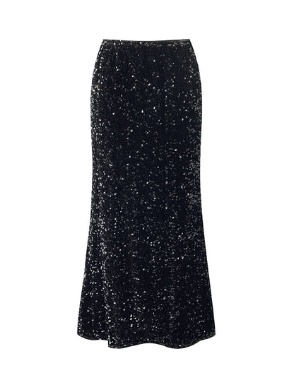 Velvet Sequins Women Mermaid Skirt