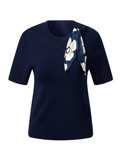 Tencel Blend Cut Out Women Knit Top