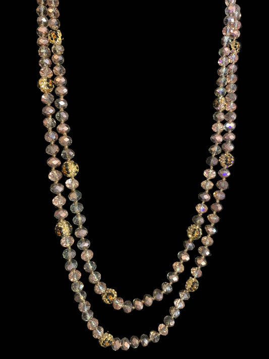 Leopard Beaded Crystal Necklace
