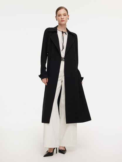 Triacetate Blend Women Wrap Trench Coat
