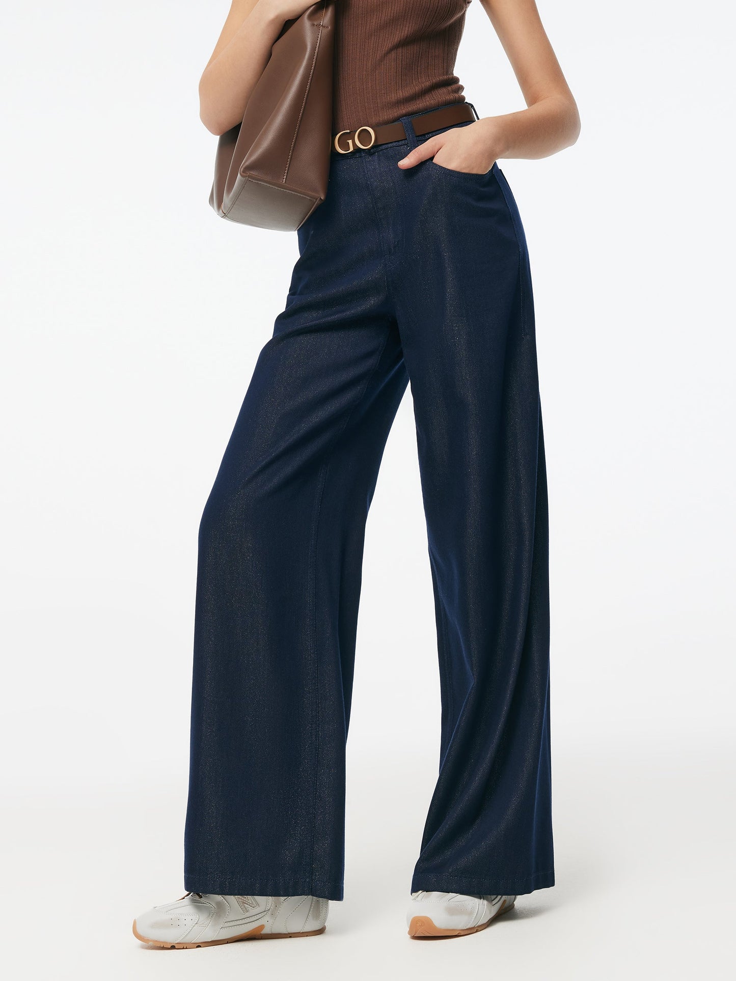 Denim Glitter Detailed Women Loose Straight Jeans