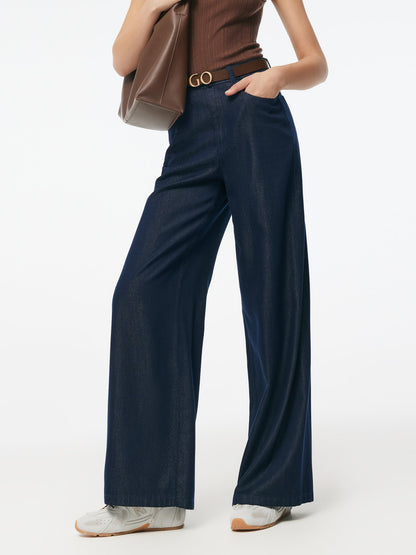 Denim Glitter Detailed Women Loose Straight Jeans