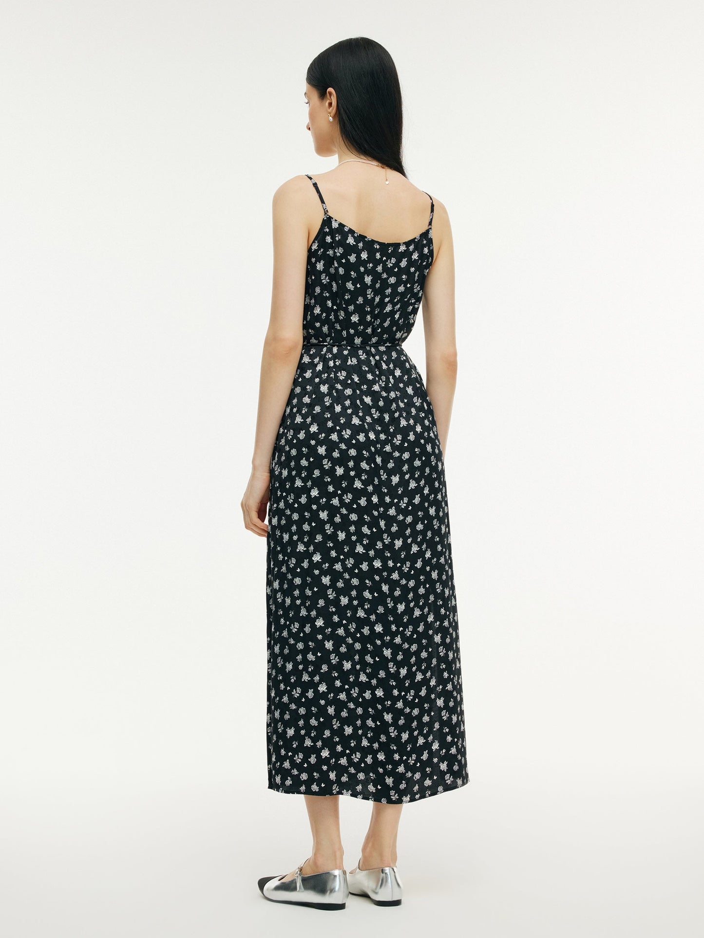 Floral Print Strap Side Slit Maxi Dress And Cardigan Two-Piece Set