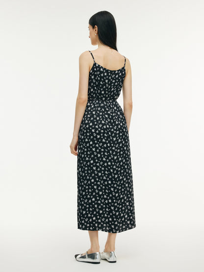 Floral Print Strap Side Slit Maxi Dress And Cardigan Two-Piece Set