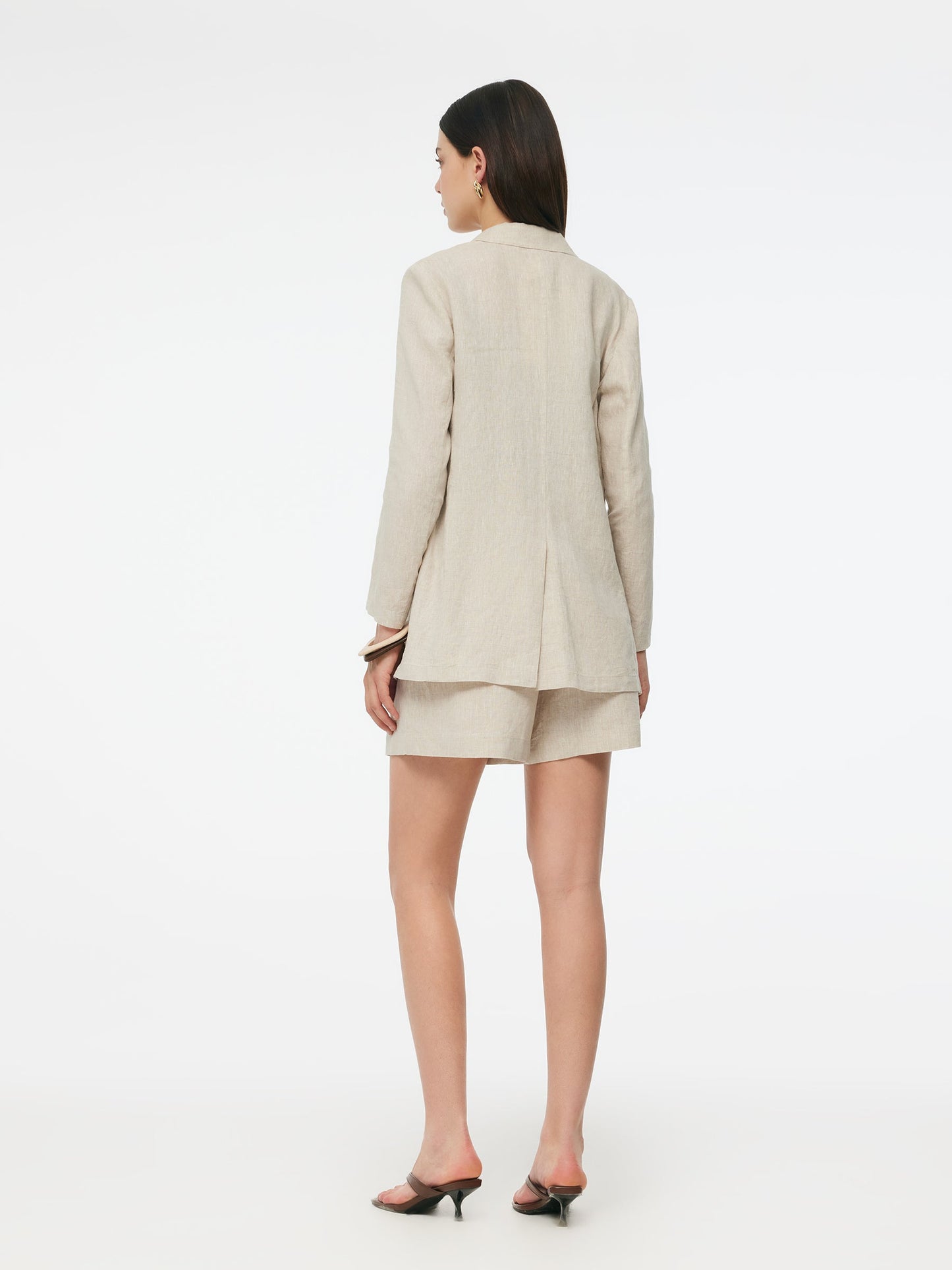 100% Linen Back Slit Women One Button Blazer
