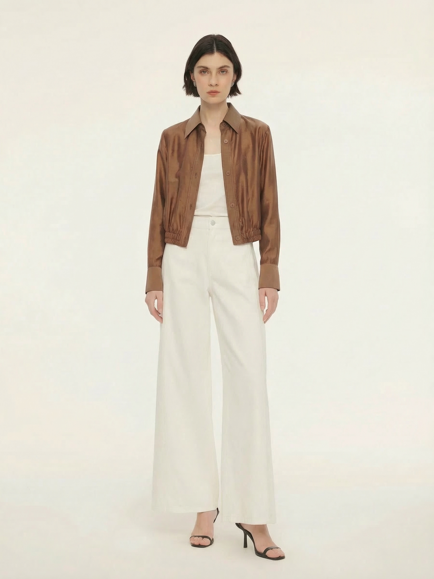 Tencel Blend Women Sheer Cropped Jacket