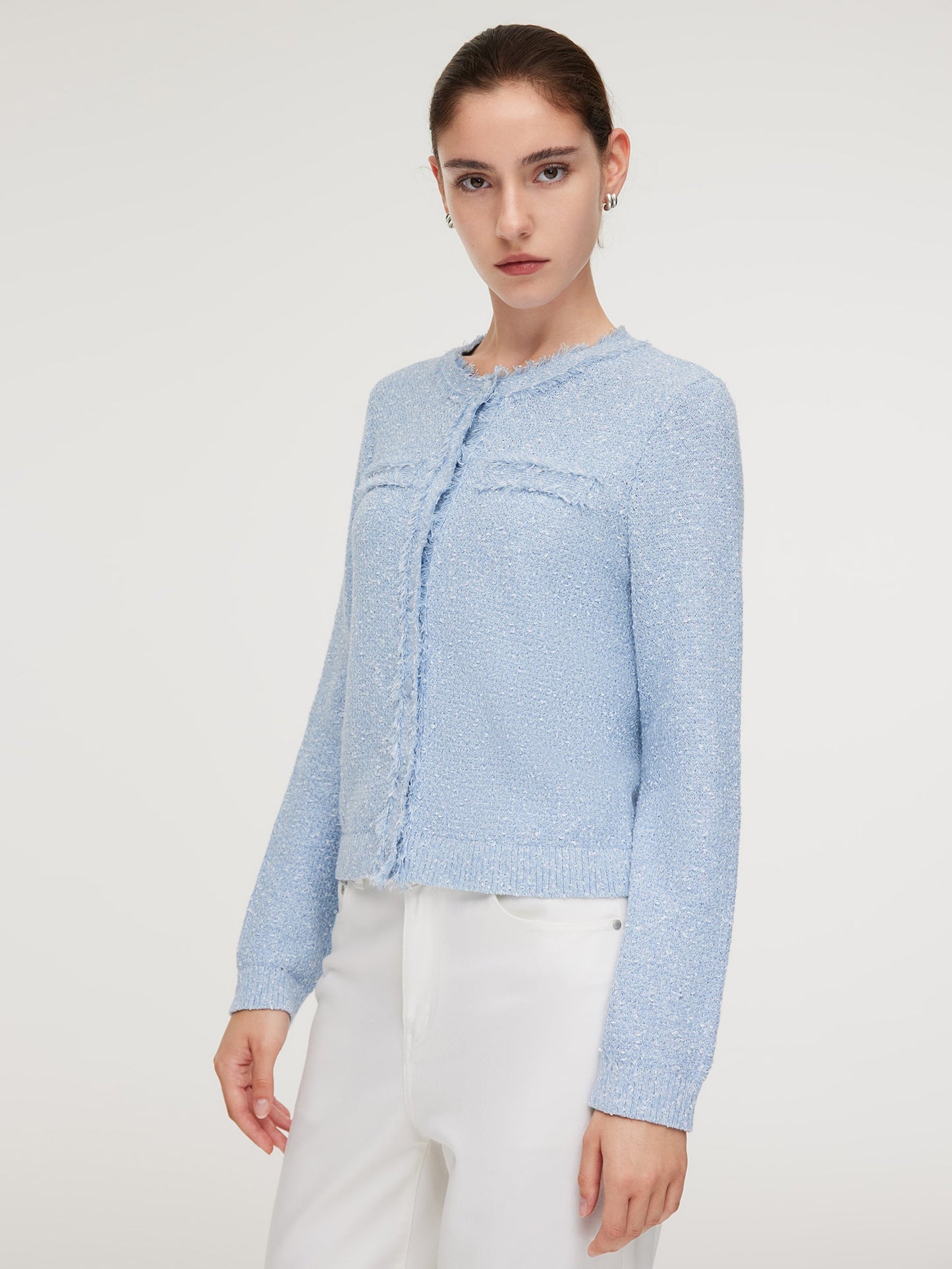 Frayed Edge Women Knit Cardigan
